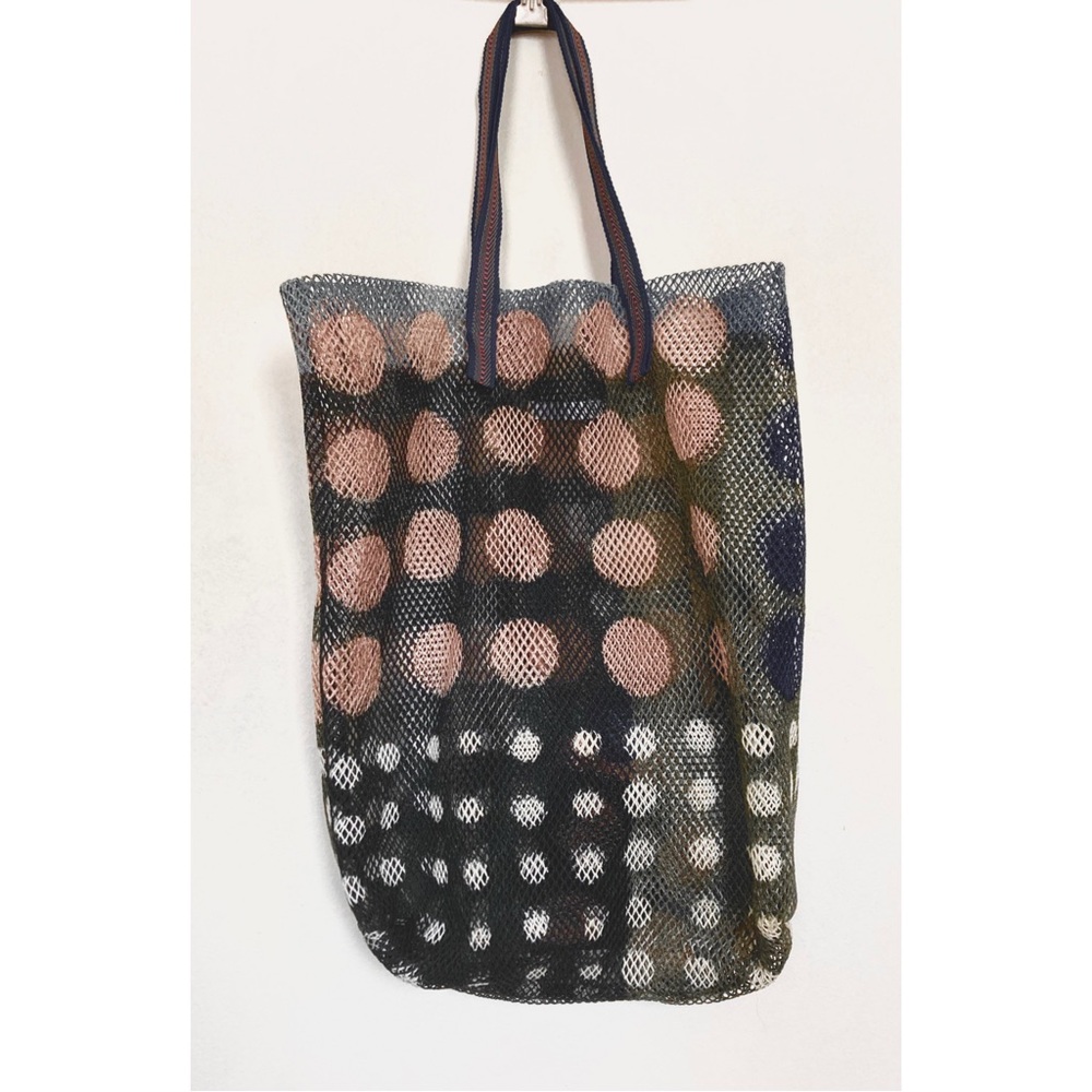 Black and White Polka Dot Tote Bag with Structured Design